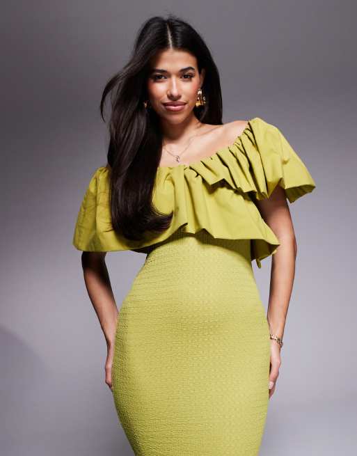 asos design ruffle midi dress ASOS Design - Midi Dress - Women - Polyester/Spandex - 6 US