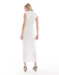 [ASOS DESIGN] ASOS DESIGN textured midi dress with exposed seams in white 12 White