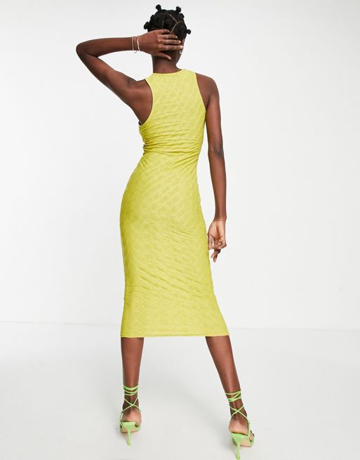 ASOS DESIGN knit bandeau midi dress with cut-out front in textured