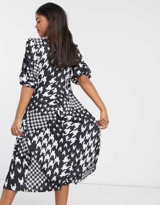 black and white dogtooth dress