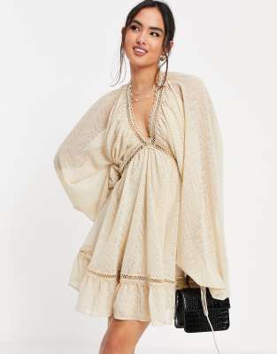 Asos white wrap shop textured smock dress