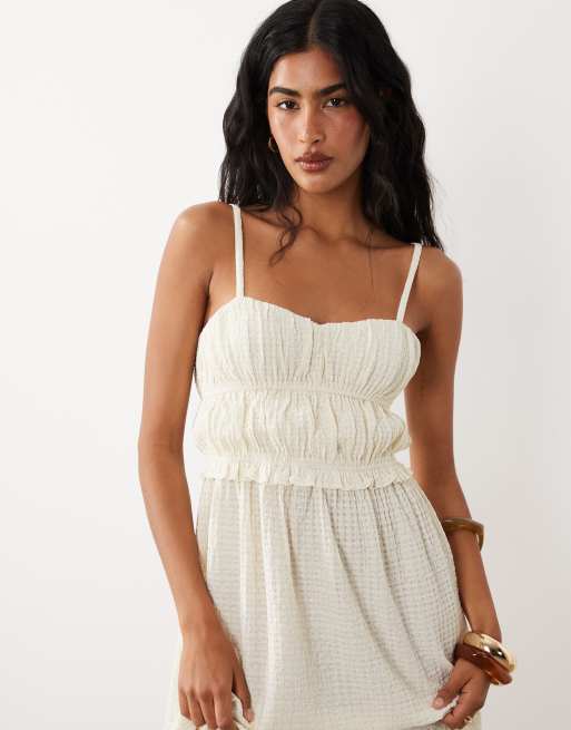 ASOS DESIGN textured midi sundress in cream, 4 of 4