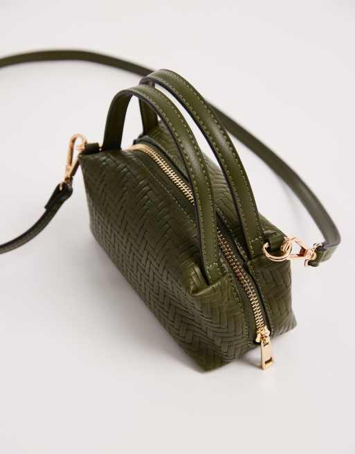 ASOS DESIGN textured mini clutch purse with cross-body strap in woven ...