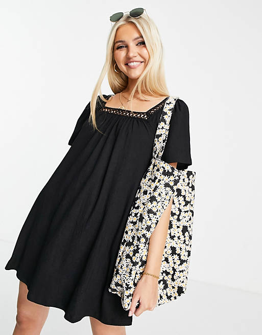 Inspired limited edition crochet mini dress in black ASOS Damen Kleidung Kleider Sommerkleider 