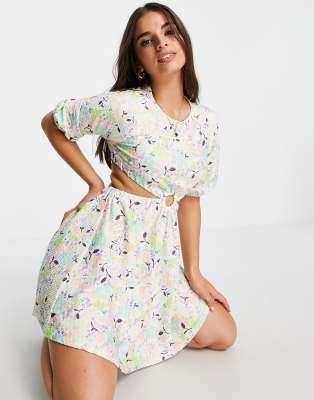 pastel floral mini dress