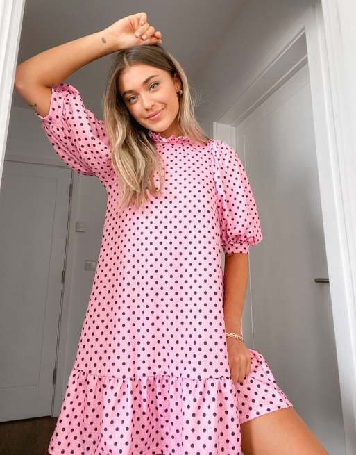 Pink dress hot sale with black dots