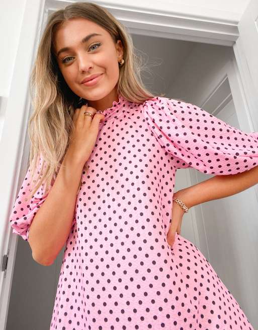 Pink dress 2025 with black spots