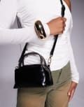 [ASOS DESIGN] ASOS DESIGN textured mini grab clutch with cross body strap in black No Size Black