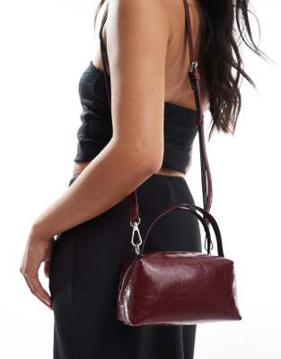 ASOS DESIGN TEXTURED MINI GRAB CLUTCH WITH CROSS-BODY STRAP 