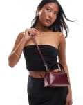 [ASOS DESIGN] ASOS DESIGN textured mini grab clutch with crossbody strap in cherry red No Size BURGUNDY