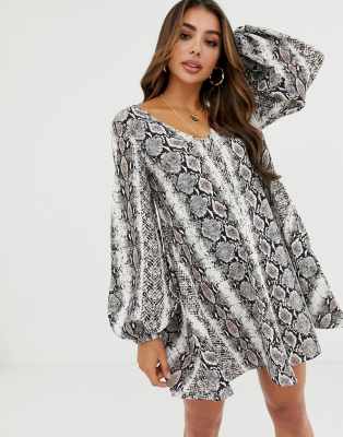 snake print swing dress