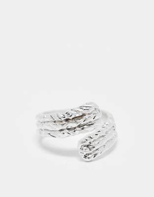 ASOS DESIGN ASOS DESIGN textured molten wrap ring in silver tone