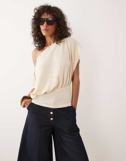 ASOS DESIGN textured multi way button top in ecru, 2 of 4