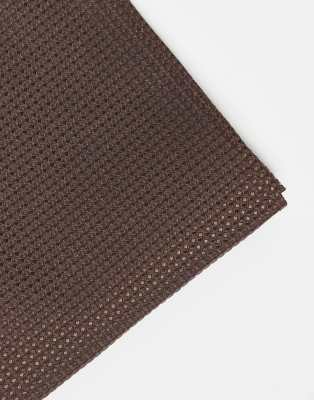 Asos Design Textured Neck Tie And Pocket Square In Brown