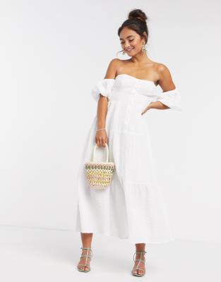 asos white off the shoulder dress