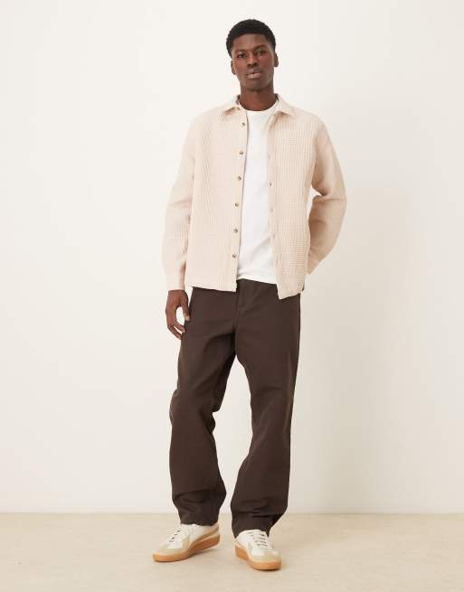 ASOS DESIGN textured overshirt in neutral, 2 of 5
