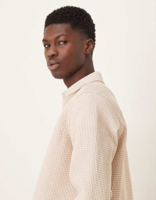ASOS DESIGN textured overshirt in neutral, 4 of 5