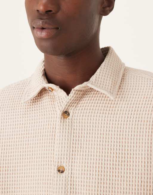 ASOS DESIGN textured overshirt in neutral, 5 of 5