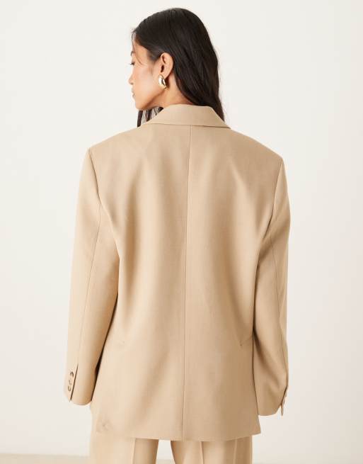 ASOS DESIGN textured oversized blazer in sand