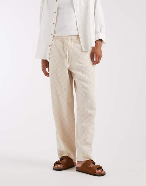 ASOS DESIGN textured pants in ecru - view 1