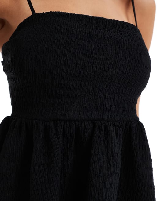 ASOS DESIGN textured peplum cami top in black, 2 of 4