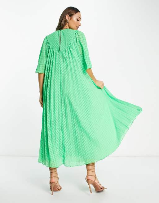 Zara green dress outlet pleated