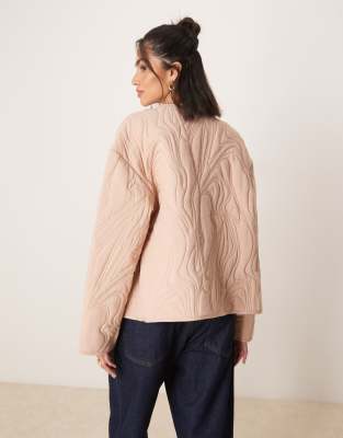 Asos Design Textured Quilted Cotton Jacket In Pink
