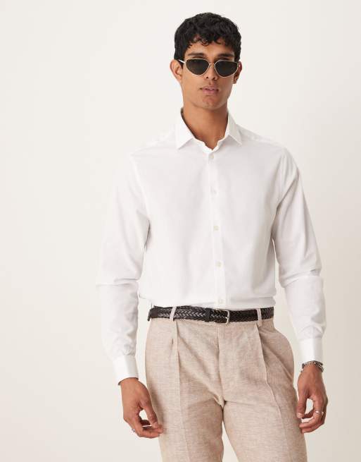 ASOS DESIGN textured regular shirt in white