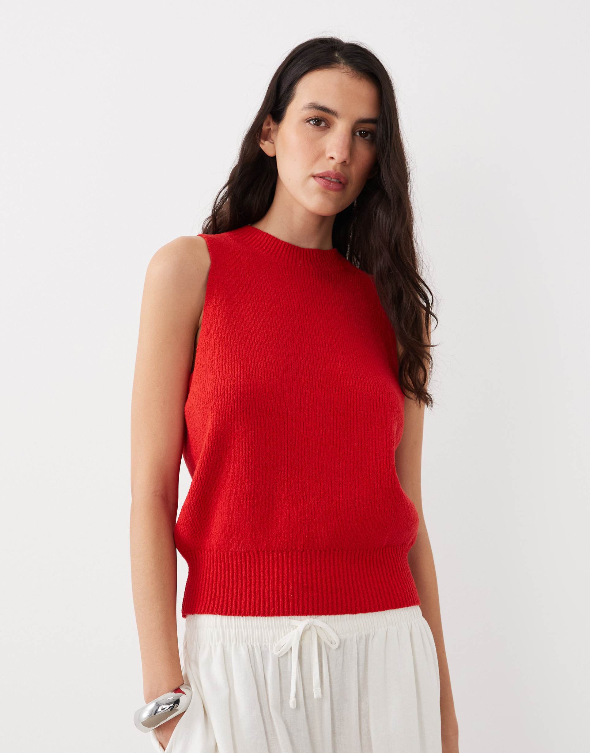 asos design textured ribbed tank in red
