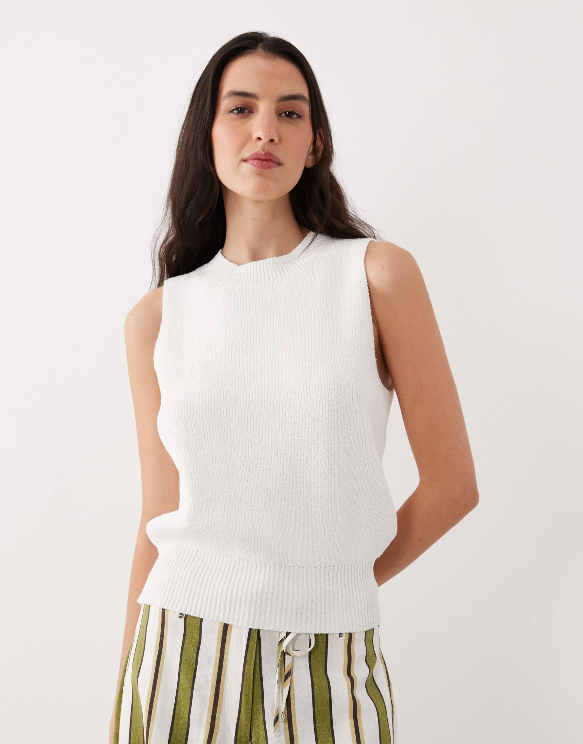 asos design textured ribbed tank in white