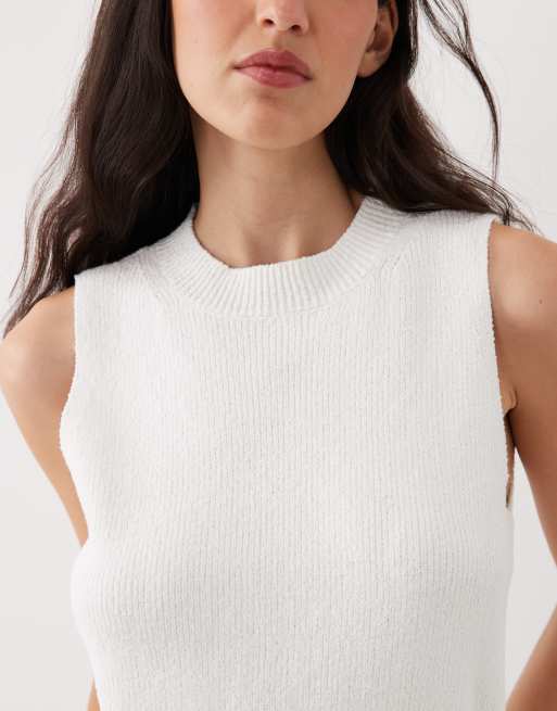 ASOS DESIGN textured ribbed tank in white, 3 of 4