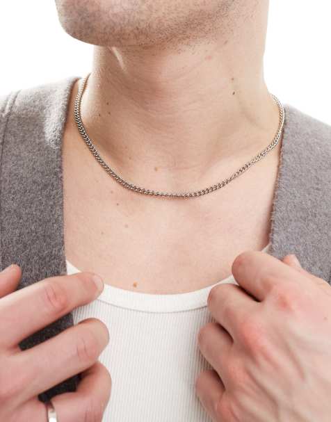 ASOS DESIGN textured rope chain necklace in silver tone - view 1