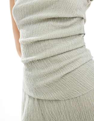 ASOS DESIGN TEXTURED RUCHED CAP SLEEVE TOP 