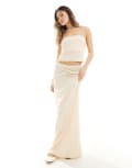 [ASOS DESIGN] ASOS DESIGN textured ruched front maxi skirt in ecru (part of a set)-White M Ecru