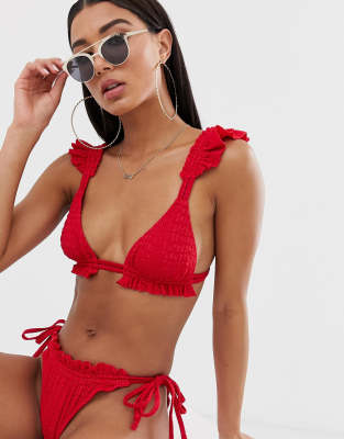 ruffle triangle bikini top