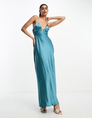 Satin cami maxi slip 2024 dress