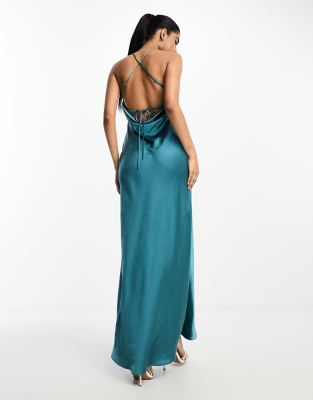 Asos navy slip dress sale