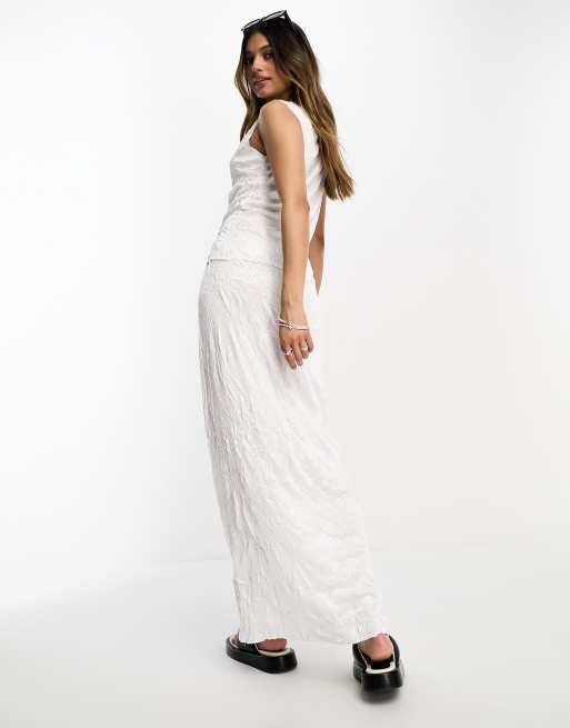 Asos white satin outlet maxi skirt