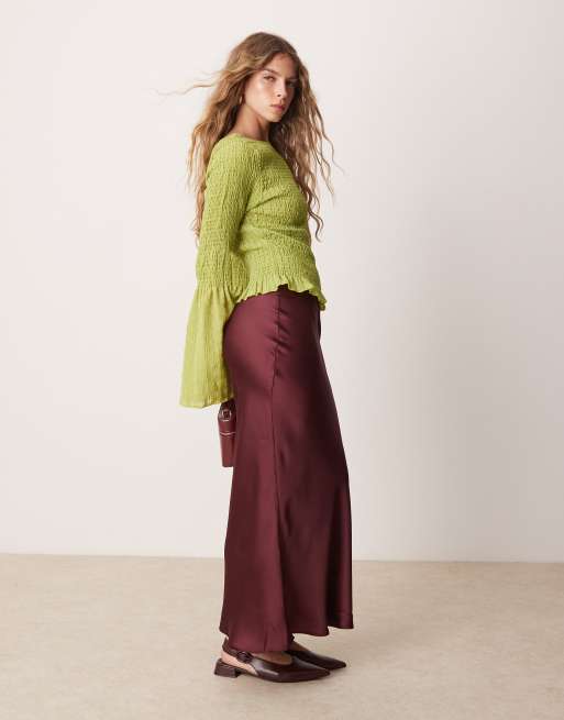 ASOS DESIGN textured shirred angel sleeve top