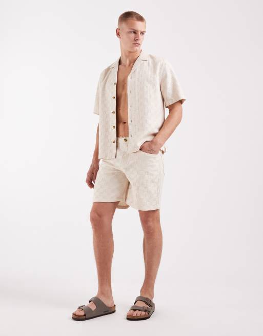 ASOS DESIGN textured shirt in ecru - part of a set, 2 of 5