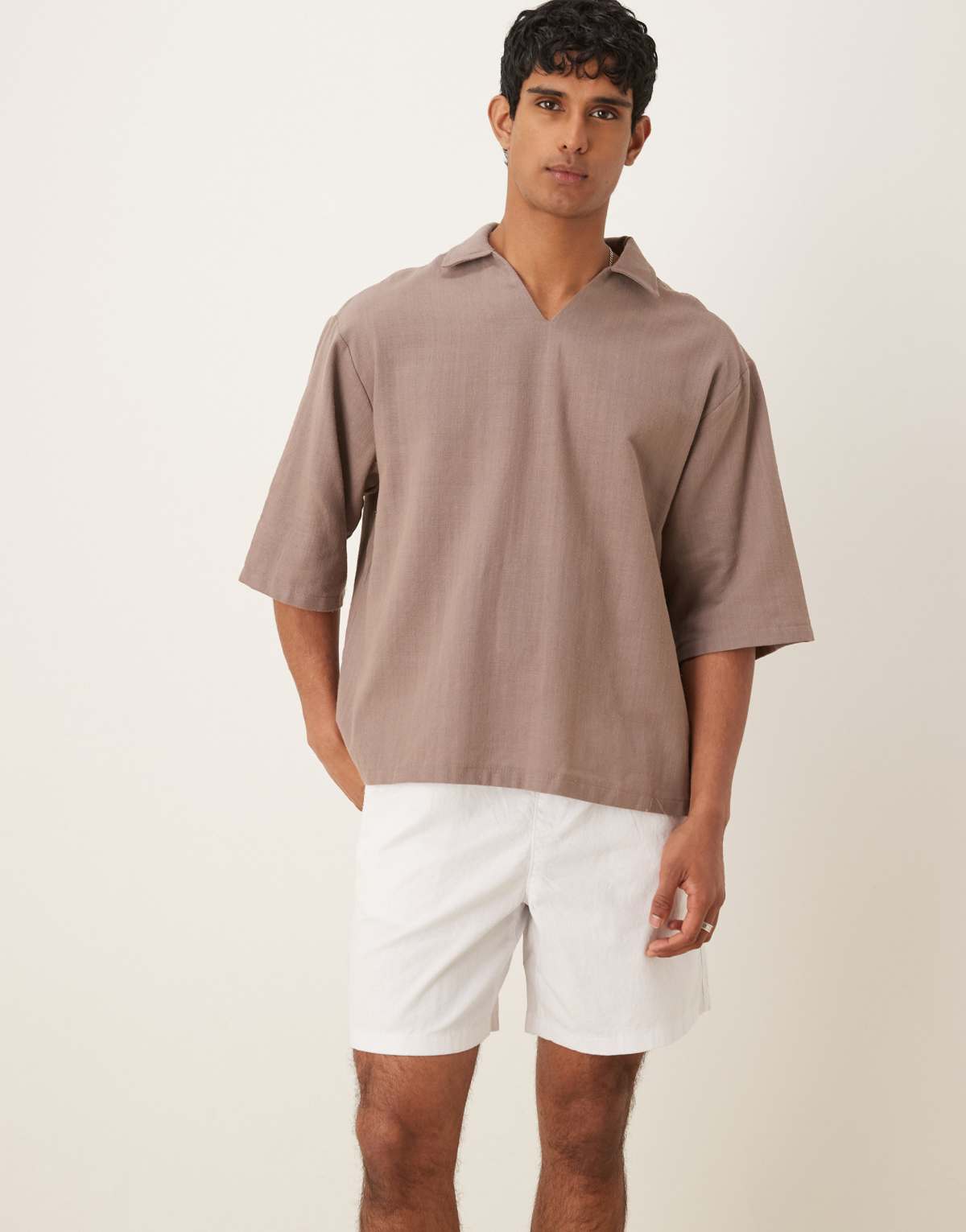 ASOS DESIGN textured shirt in sand