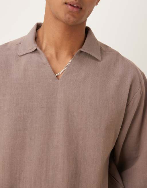 ASOS DESIGN textured shirt in sand