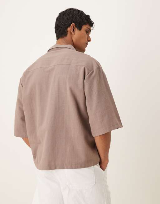 ASOS DESIGN textured shirt in sand