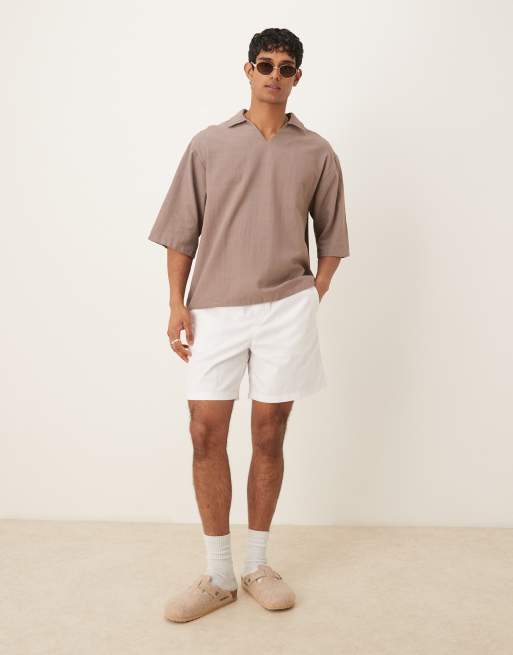 ASOS DESIGN textured shirt in sand