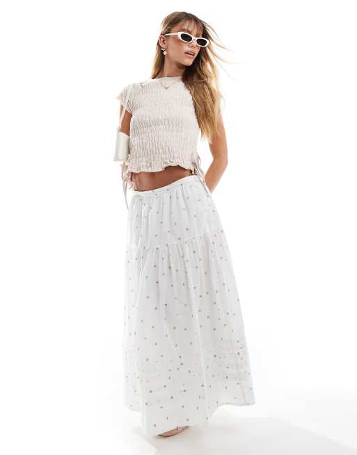 ASOS DESIGN textured short sleeve top with tie sides in stone