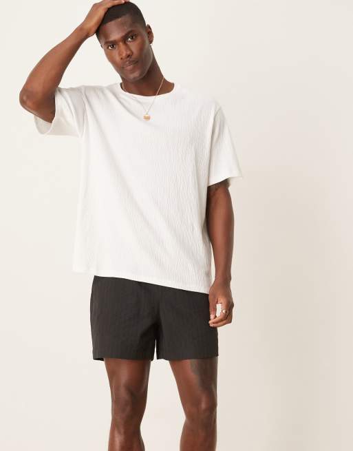 ASOS DESIGN textured shorts in black