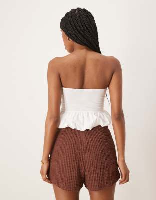 Asos Design Textured Shorts In Brown