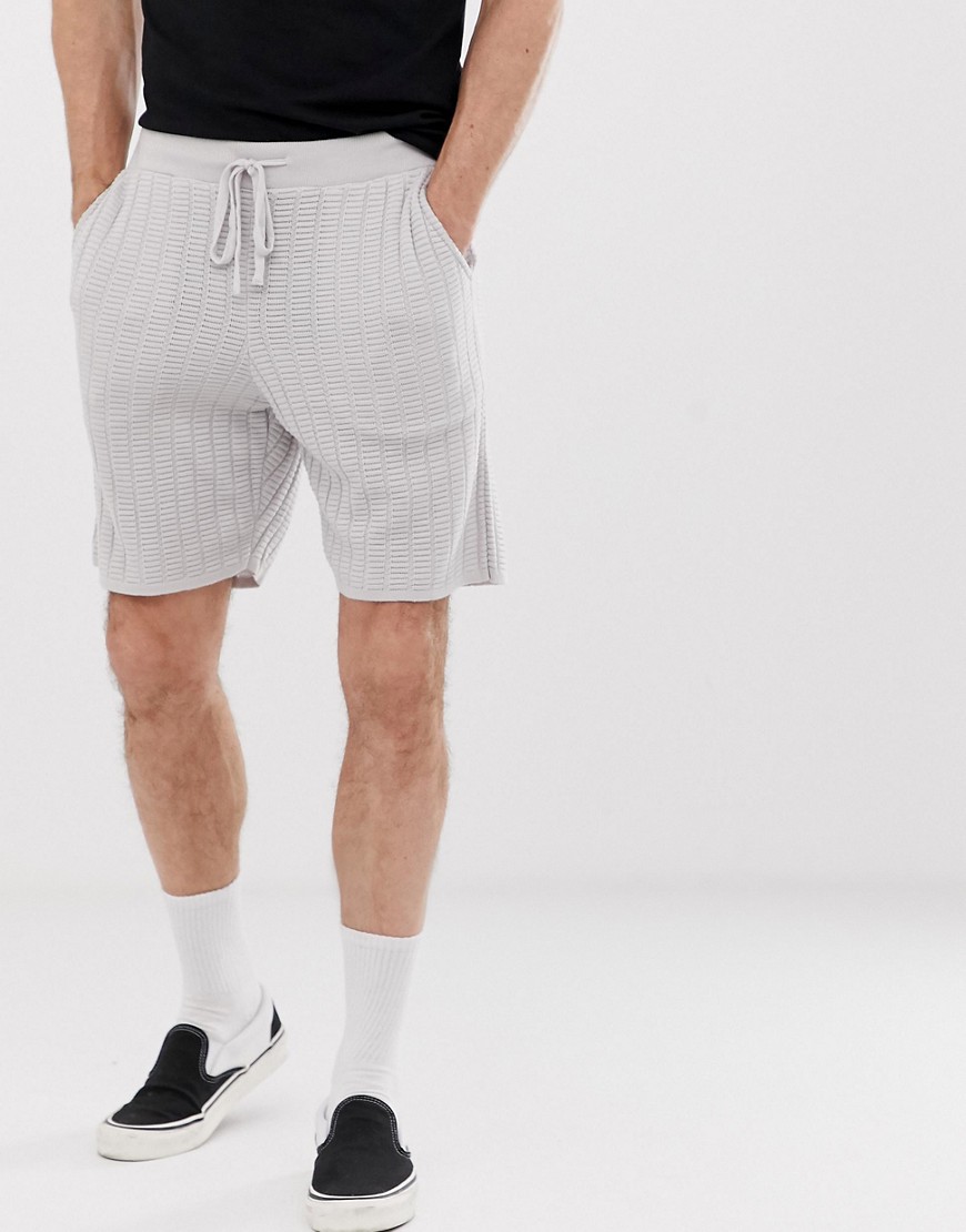ASOS DESIGN textured shorts in light grey