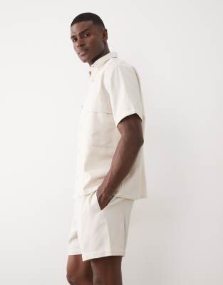 Asos Design Textured Shorts In White