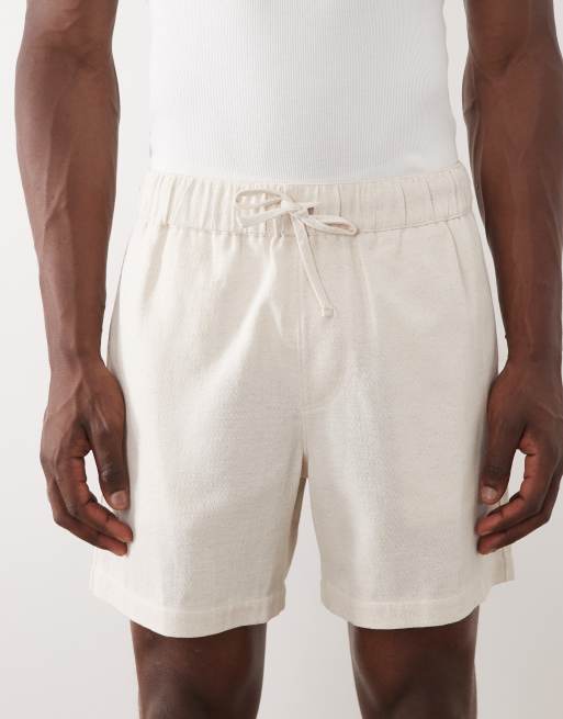 ASOS DESIGN textured shorts in mid length in cream - part of a set, 3 of 5
